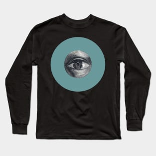 Halloween All Seeing Eye, Signs, and Omens - Teal and Black Long Sleeve T-Shirt